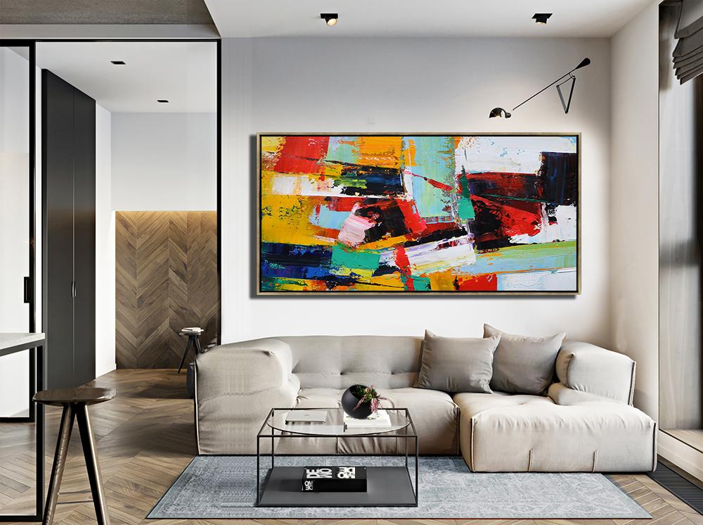 Panoramic Palette Knife Contemporary Art #L26D - Click Image to Close
